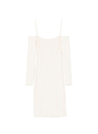 Robe en maille avec baleines apparentes - Off White