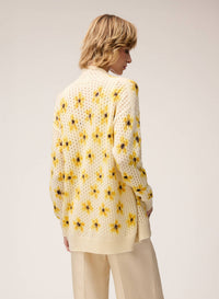 BUTTER PRINTED CASHMERE OPENWORK KNIT CARDIGAN