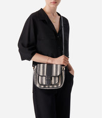 Sac à rabat Frankie en toile - Noir & Blanc