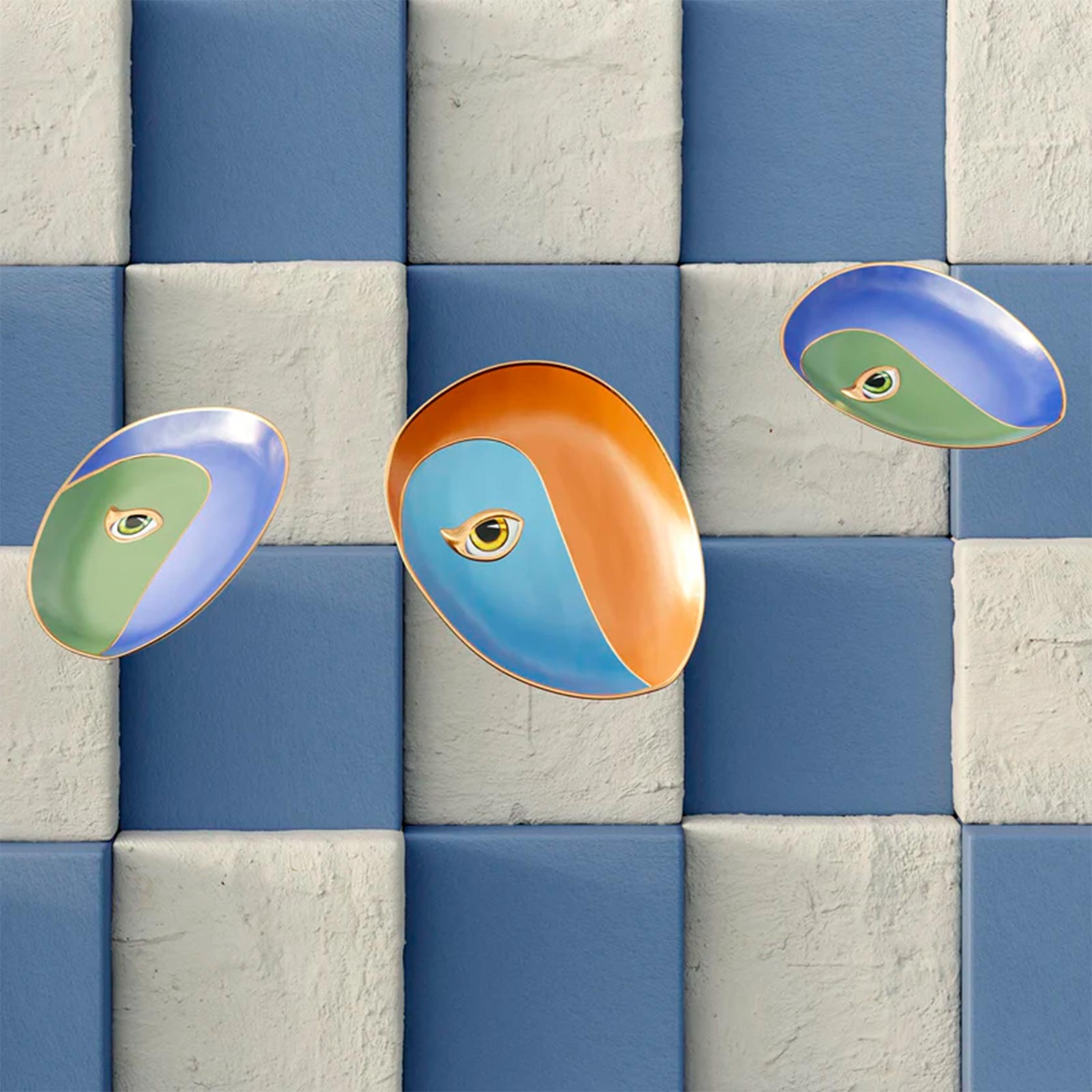 Vide-poche Lito en porcelaine - Blue & Orange
