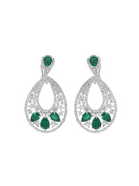 1qty DJV / QTY DISPO : 1-QTY VENDUES : 0-ST : 0% PRIX DJV : 995€ // Argent Rhodié Boucles d'oreille sur argent rhodié système mixte serties de Burmalite™ taille poire vert émeraude /// RECO : 945€