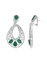 1qty DJV / QTY DISPO : 1-QTY VENDUES : 0-ST : 0% PRIX DJV : 995€ // Argent Rhodié Boucles d'oreille sur argent rhodié système mixte serties de Burmalite™ taille poire vert émeraude /// RECO : 945€