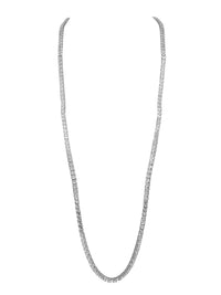 1qty NEW / Argent Rhodié Sautoir 90cm serti de Burmalite blanche taille asscher 5mm en argent rhodié // RECO : 1925€