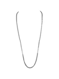 1qty NEW / Argent Rhodié Sautoir sur argent rhodié serti de burmalite™ taille asscher blanche Longueur 80cm // RECO : 1715€