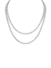 1qty DJV / QTY DISPO : 6-QTY VENDUES : 2-ST : 33% PRIX DJV : 995€ // Argent Rhodié Sautoir 90cm en argent rhodié serti de Burmalite™ blanche taille ovale 6x4mm /// RECO : 1170€