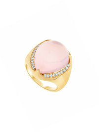 1qty DJV / QTY DISPO : 2-QTY VENDUES : 1-ST : 50% PRIX DJV : 250€ // Argent Rhodié Bague en argent rhodié sertie de cabochon calcédoine et pavée de Burmalite™ blanche /// RECO : 173€