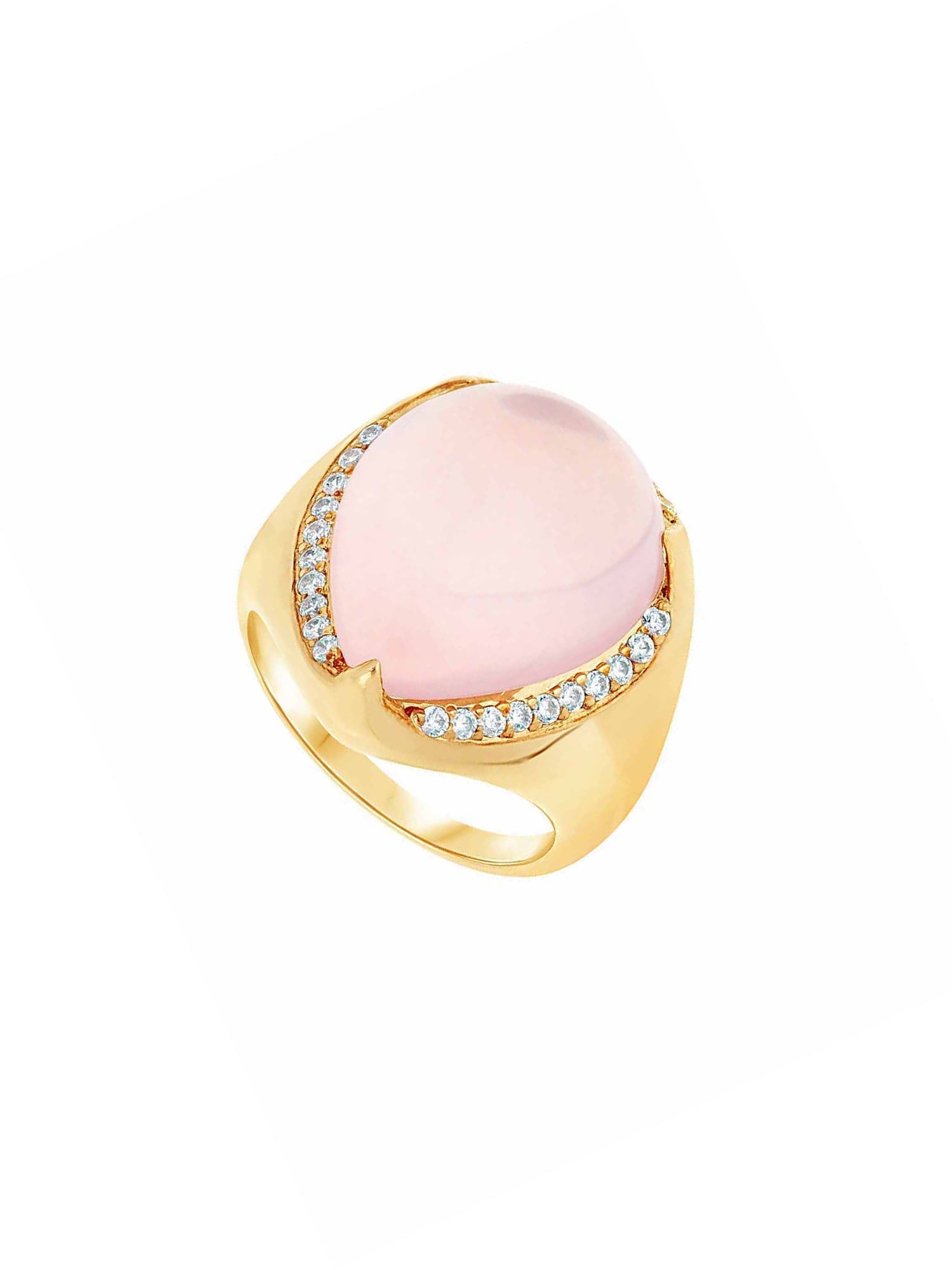 1qty DJV / QTY DISPO : 2-QTY VENDUES : 1-ST : 50% PRIX DJV : 250€ // Argent Rhodié Bague en argent rhodié sertie de cabochon calcédoine et pavée de Burmalite™ blanche /// RECO : 173€