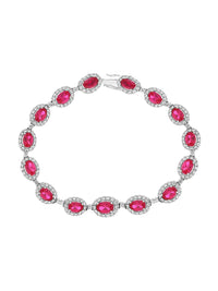 15qty DJV / QTY DISPO : 16-QTY VENDUES : 0-ST :0% PRIX DJV : 395€ // Argent Rhodié Bracelet en argent rhodié serti de rubis de synthèse taille ovale et pavée de Burmalite™ blanche taille brillant /// RECO : 338€