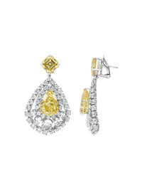 3qty DJV / QTY DISPO : 2-QTY VENDUES : 0-ST : 0% PRIX DJV : 695€ // Argent Rhodié Boucles d'oreilles en argent rhodié système mixte serties de Burmalite™ taille poire et coussin jonquille entourage Burmalite™ blanche taille ronde et ovale /// RECO : 714€