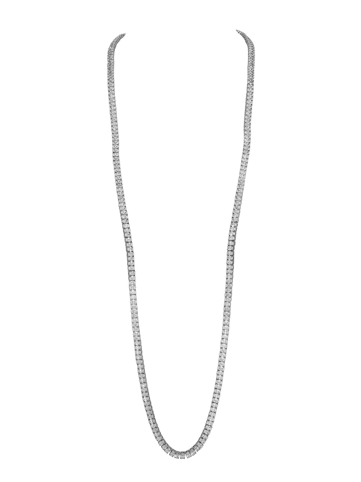 2qty NEW / Argent Rhodié Sautoir 115cm serti de Burmalite taille ovale en argent rhodié // RECO : 1590€