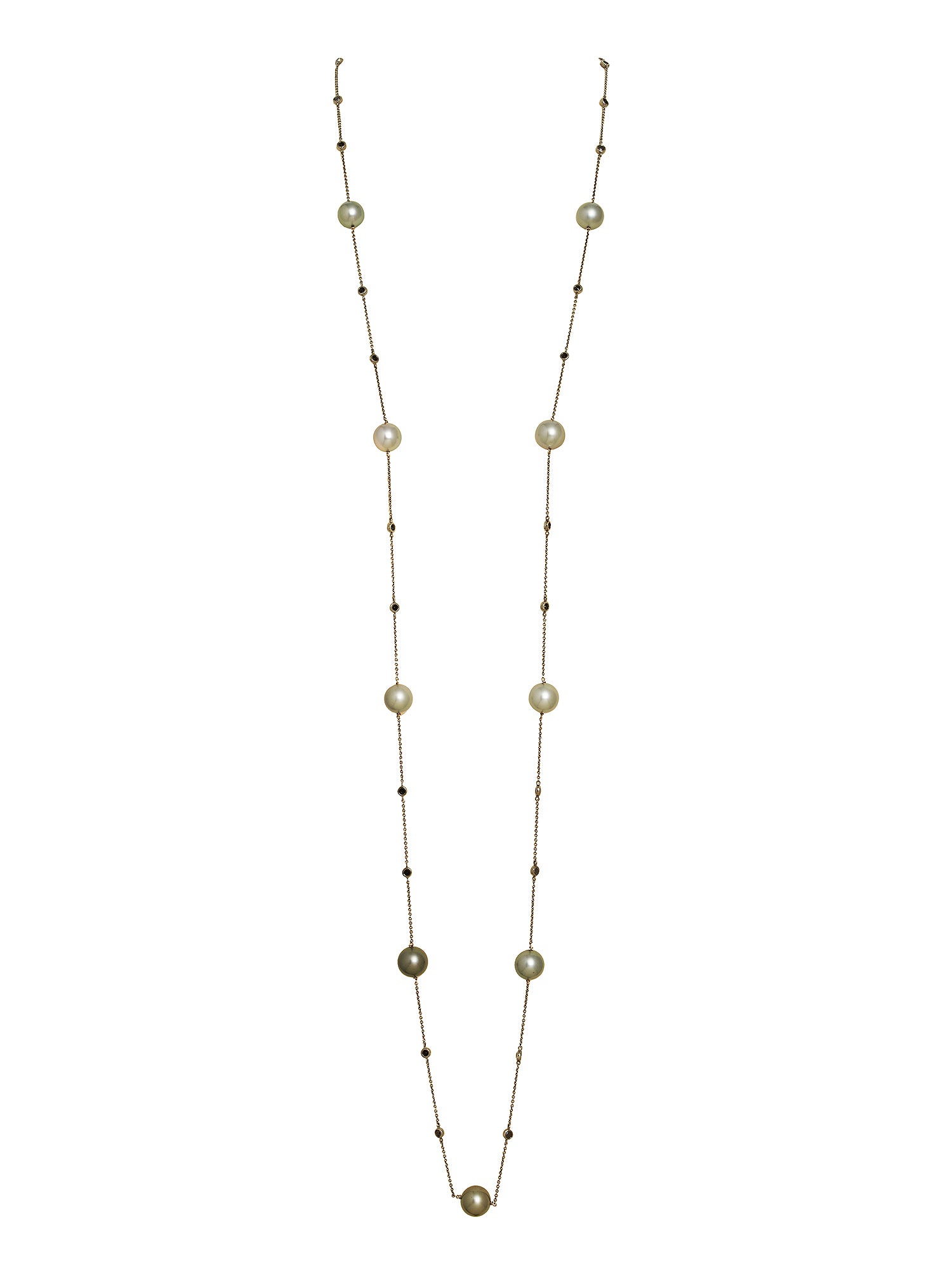 1qty NEW / Or noir 18 ct Sautoir or noirci 18 carat serti clos burmalite™ taille brillant noire // RECO : 2720€