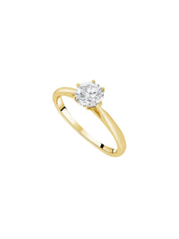 2qty DJV / QTY DISPO : 7-QTY VENDUES : 5-ST : 71% PRIX DJV : 250€ // Or jaune 18ct Solitaire or jaune serti de Burmalite™ blanche taille brillant 6mm /// RECO : 255€