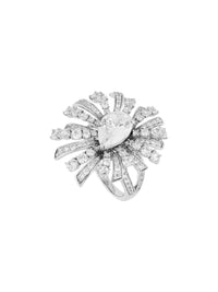 2qty NEW / Or gris 18 ct Bague Opéra sur or gris 18 carat sertie d'une taille poire 12x8mm burmalite™ blanche // RECO : 1240€