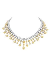 1qty NEW / Argent Rhodié Collier My Love Burmalite jonquille taille poire et cœur // RECO : 1738€