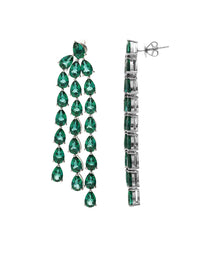 1qty NEW / Argent Rhodié Boucles d'oreilles sur argent rhodié serti de burmalite™ taille poire émeraude mozambique // RECO : 992€