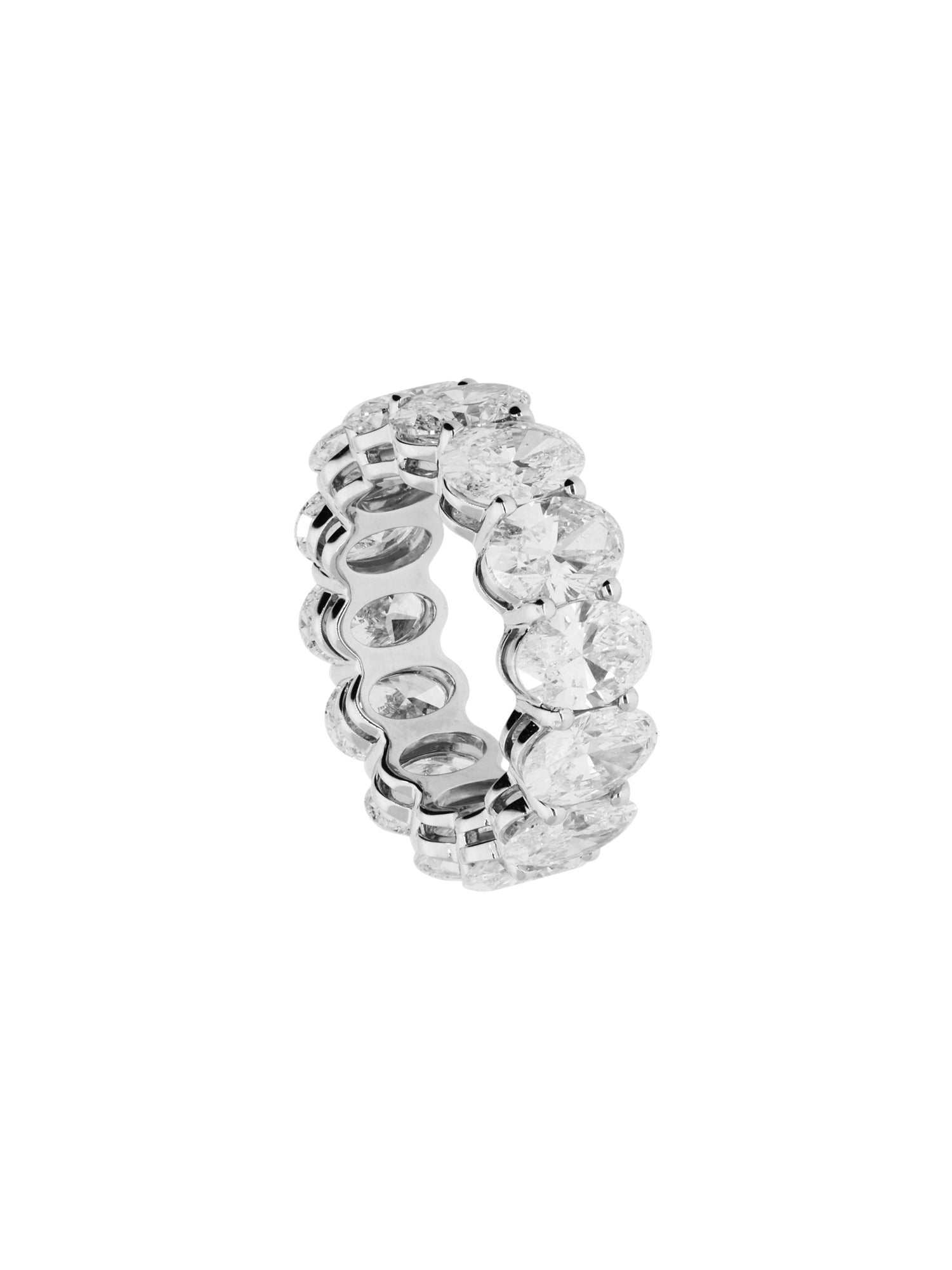 1qty NEW / Or blanc 18 ct Alliane en or blanc 18 carats sertie de diamant de synthèse taille ovale 7 // RECO : 8050€