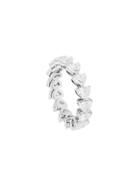 1qty NEW / Or blanc 18 ct Alliance en or blanc 18 carats sertie de diamants synthétiques taille cœur 4 // RECO : 4340€