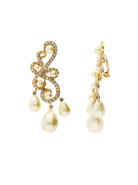 1qty NEW / Or jaune 18ct Boucles d'oreilles en or jaune 18 carats serties de Burmalite champagne et perle gold // RECO : 680€