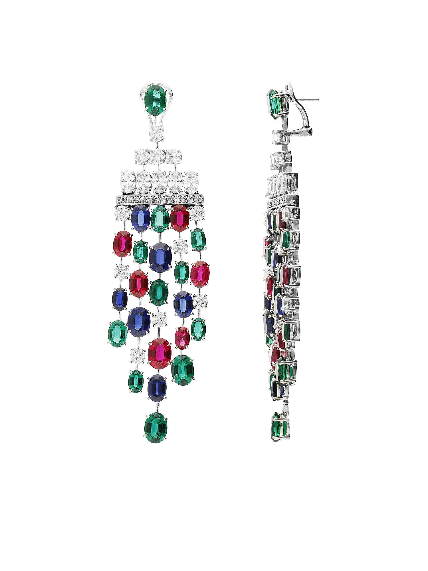 1qty NEW / Argent Boucles d'oreilles sur agent rhodié serties de burmalite™ taille ovales rubis // RECO : 630€