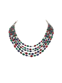 1qty NEW / Argent Collier en argent serti de Burmalite taille ovale vert émeraude // RECO : 2150€