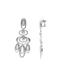 1qty NEW / Or blanc 18 ct Boucles d'oreilles système mixte en or blanc 18 cts serties de Burmalite blanche ellipse // RECO : 480€