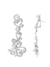 2qty DJV / QTY DISPO : 3-QTY VENDUES : 1-ST : 33% PRIX DJV : 750€ // Or gris 18 ct Boucles d'oreille Flora "Princesse Burmane" sur or gris 18 carats système mixte serties de perles synthétiques /// RECO : 624€