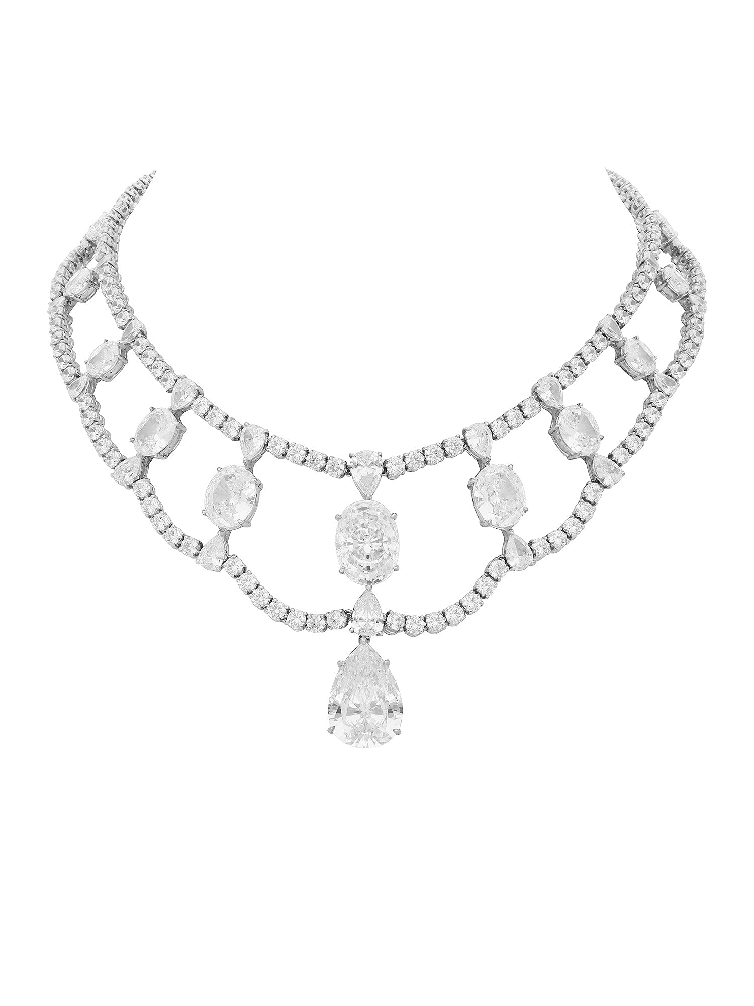 2qty NEW / Argent Rhodié Collier Victoria en argent rhodié 925/1000 // RECO : 2250€