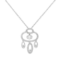 1qty DJV / QTY DISPO : 1-QTY VENDUES : 0-ST : 0% PRIX DJV : 350€ // Or gris 18 ct Chaine pendentif en or gris serti de Burmalite™ blanche taille ovale et pavée de Burmalite™ blanche /// RECO : 292€