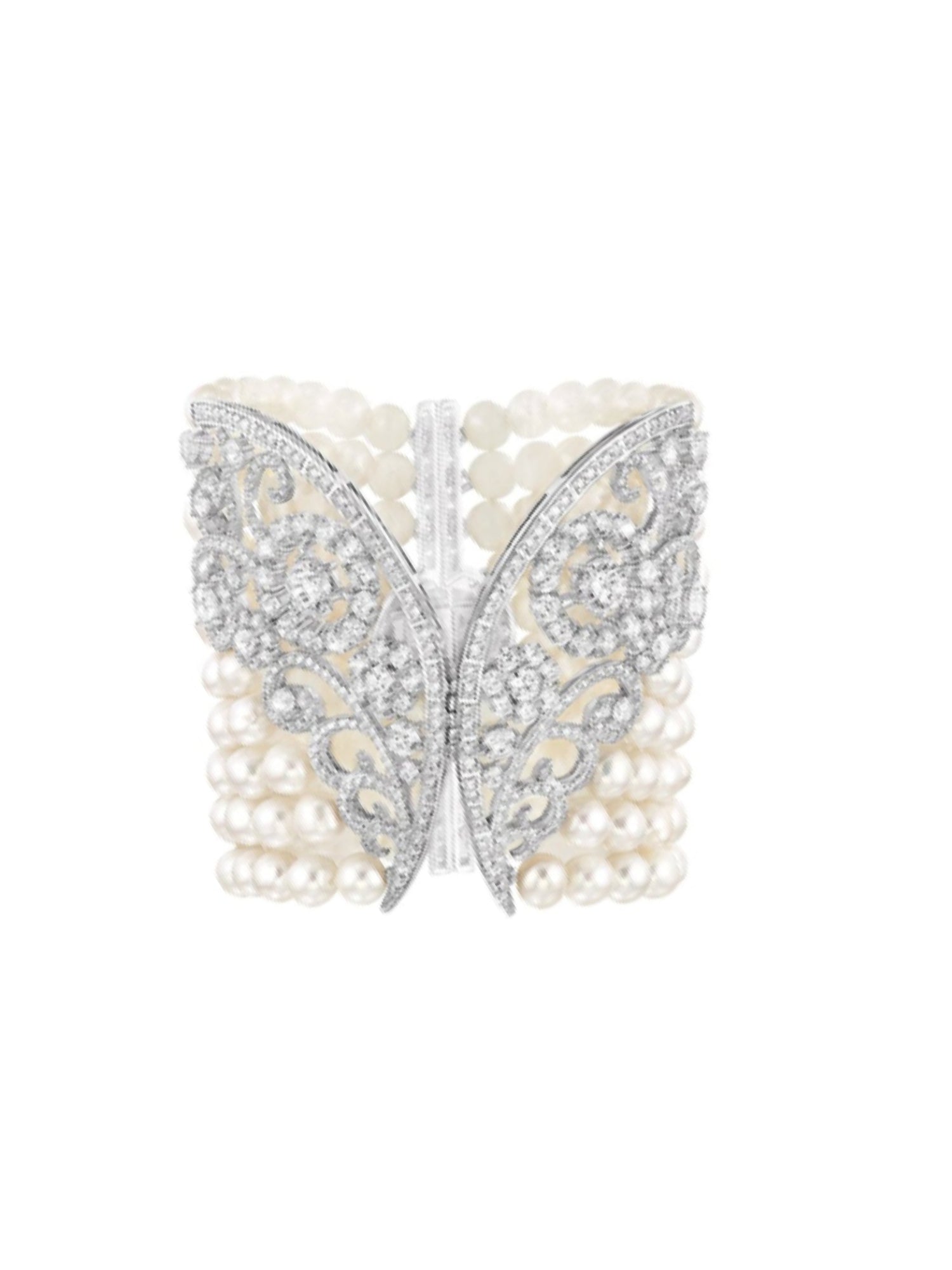 3qty DJV / QTY DISPO : 4-QTY VENDUES : 0-ST : 0% PRIX DJV : 1190€ // Argent Rhodié Manchette en argent rhodié collection 90 ans sertie de Burmalite™ taille brillant et perle d'eau douce /// RECO : 986€