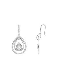 1qty DJV / QTY DISPO : 1-QTY VENDUES : 0-ST : 0% PRIX DJV : 695€ // Or gris 18 ct Boucles d'oreilles pendantes en or gris 18 carats serties de Burmalite™ taille poire serti clos et pavage /// RECO : 989€