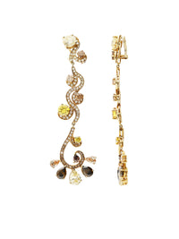 1qty NEW / Or jaune 18ct Boucles d'oreilles longues clip en or jaune 18 cts serties de Burmalite multipastels // RECO : 1032€