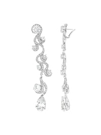 1qty DJV / QTY DISPO : 0-QTY VENDUES : 0-ST : 0% PRIX // Argent Rhodié Boucles d'oreille en argent rhodié serties de Burmalite™ blanchen taille poire /// RECO : 293€
