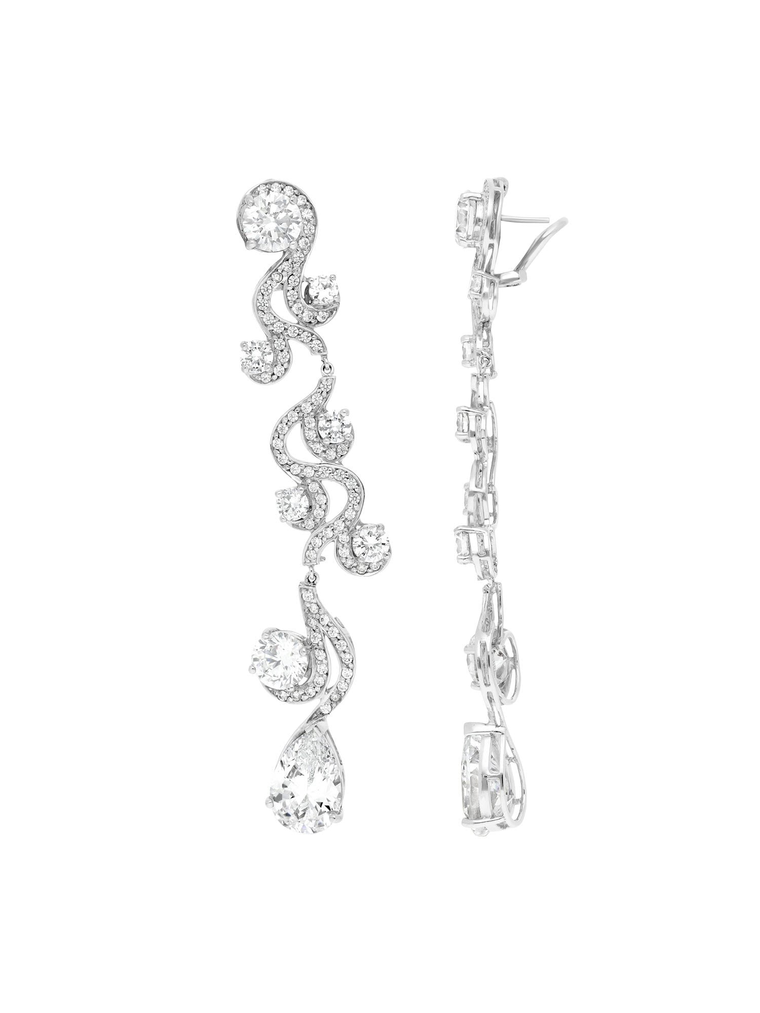 1qty DJV / QTY DISPO : 0-QTY VENDUES : 0-ST : 0% PRIX // Argent Rhodié Boucles d'oreille en argent rhodié serties de Burmalite™ blanchen taille poire /// RECO : 293€