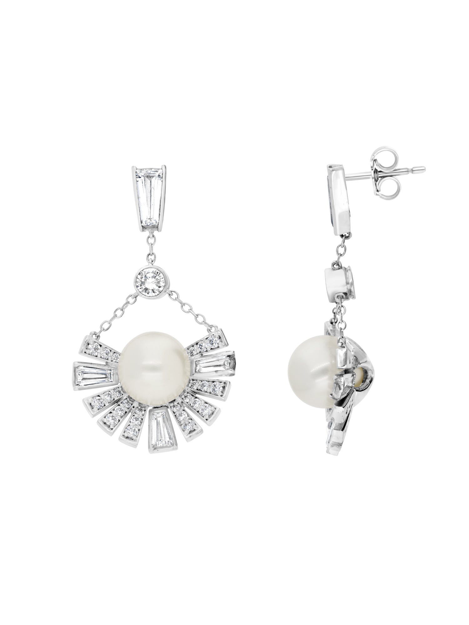 2qty DJV / QTY DISPO : 2-QTY VENDUES : 0-ST : 0% PRIX DJV : 350€ // Argent Rhodié Boucles d'oreille sur argent rhodié serties de Burmalite™ taille baguette trapèze blanche /// RECO : 397€