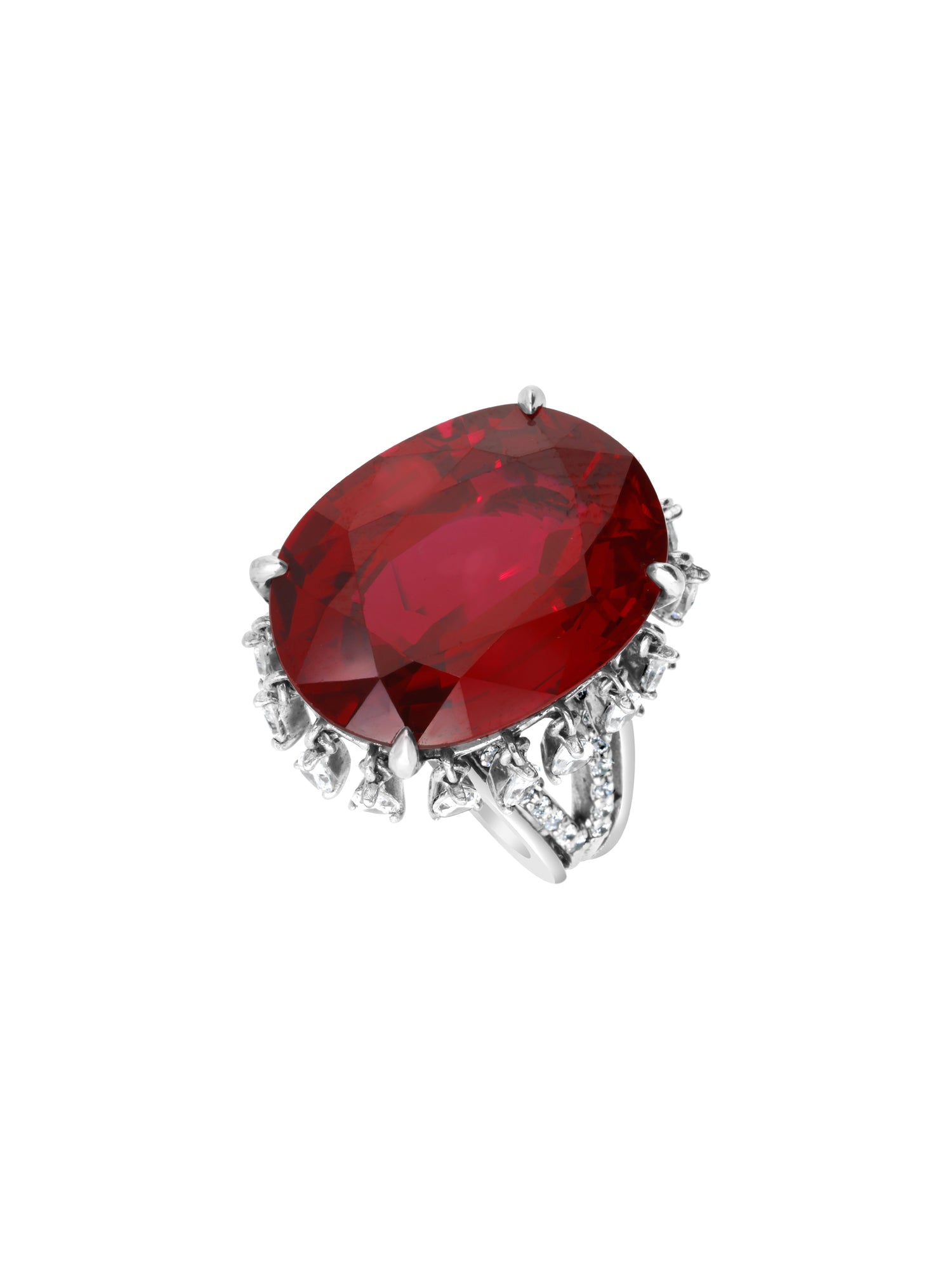 1qty DJV / QTY DISPO : 1-QTY VENDUES : 1-ST : 100% PRIX DJV : 150€ // Argent Rhodié Bague sur argent rhodié serti de Burmalite™ taille ovale rouge rubis /// RECO : 523€