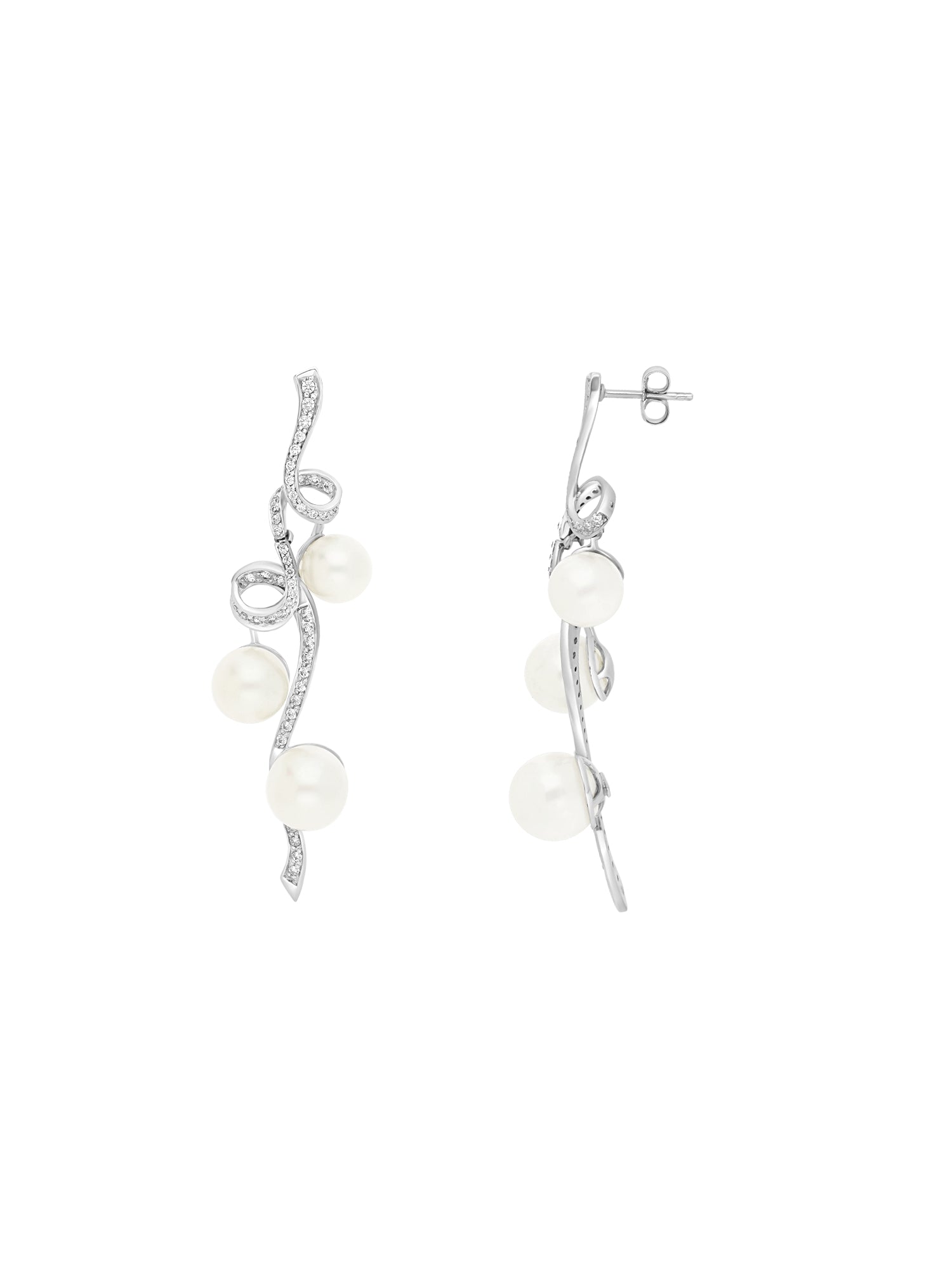 1qty DJV / QTY DISPO : 1-QTY VENDUES : 0-ST : 0% PRIX // Argent Boucles d'oreille Ruban "Princesse Burmane" sur argent serties de pavage taille brillant Burmalite™ /// RECO : 299€