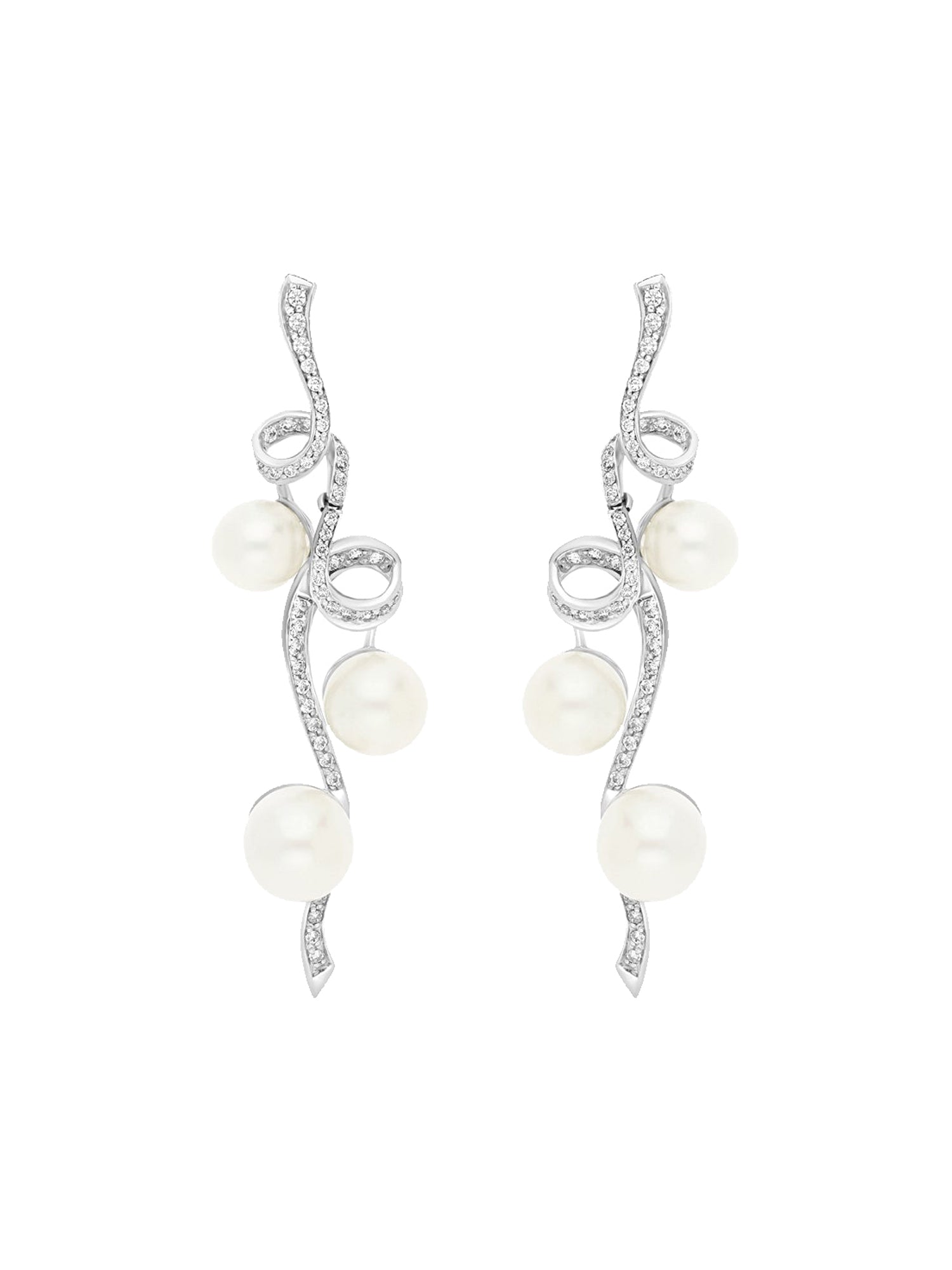 1qty DJV / QTY DISPO : 1-QTY VENDUES : 0-ST : 0% PRIX // Argent Boucles d'oreille Ruban "Princesse Burmane" sur argent serties de pavage taille brillant Burmalite™ /// RECO : 299€