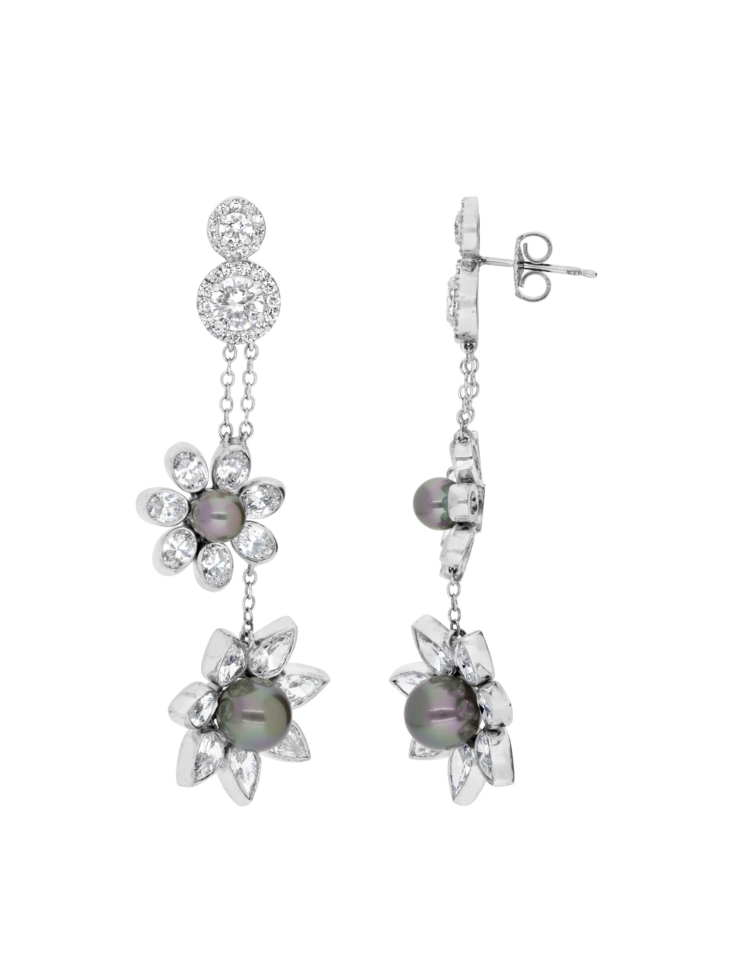 1qty DJV / QTY DISPO : 2-QTY VENDUES : 2-ST : 100% PRIX DJV : 395€ // Argent Rhodié Boucles d'oreille en argent rhodié serties de Burmalite™ taille poire /// RECO : 455€