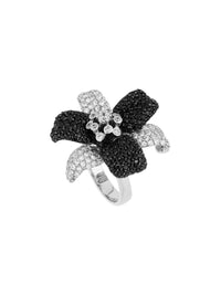 2qty NEW / Or gris 18 ct Bague sur or gris 18 carats sertie de pavage taille brillant burmalite™ blanche et noire // RECO : 615€