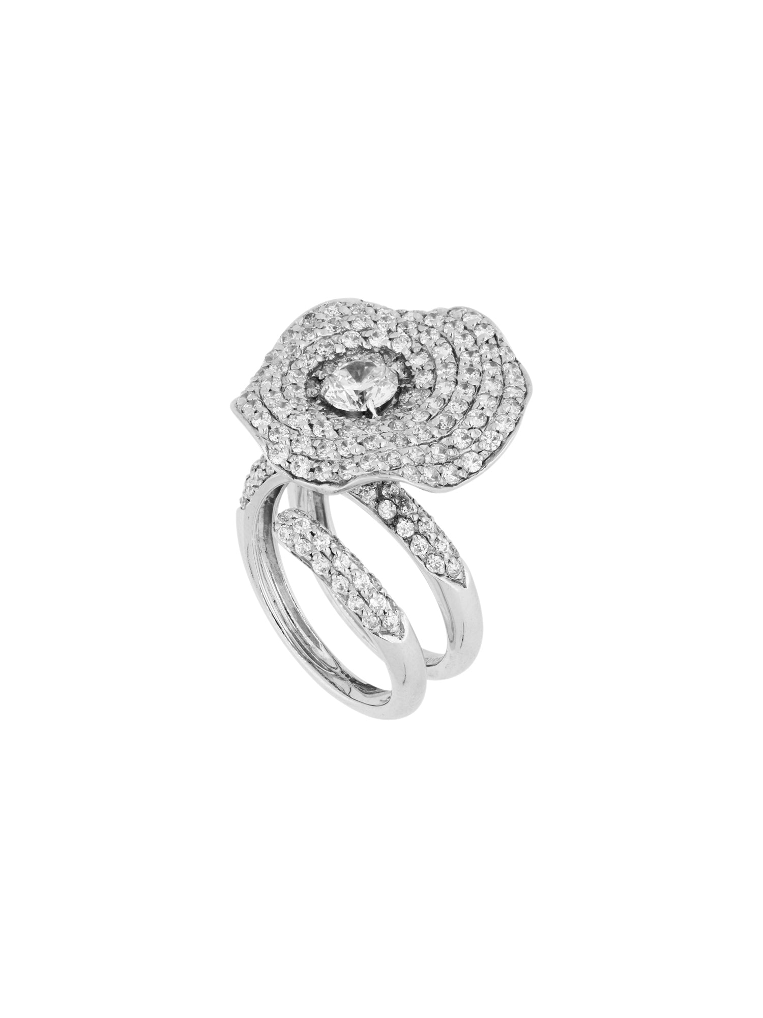 1qty NEW / Or gris 18 ct Bague sur or gris 18 carats serties d'une taille brillant burmalite™ blanche // RECO : 589€