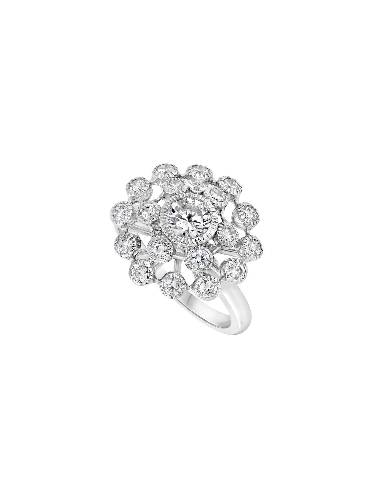3qty DJV / QTY DISPO : 3-QTY VENDUES : 1-ST : 33% PRIX DJV : 320€ // Or gris 18 ct Bague en or gris 18 carats sertie de Burmalite™ blanche taille brillant serti clos /// RECO : 298€