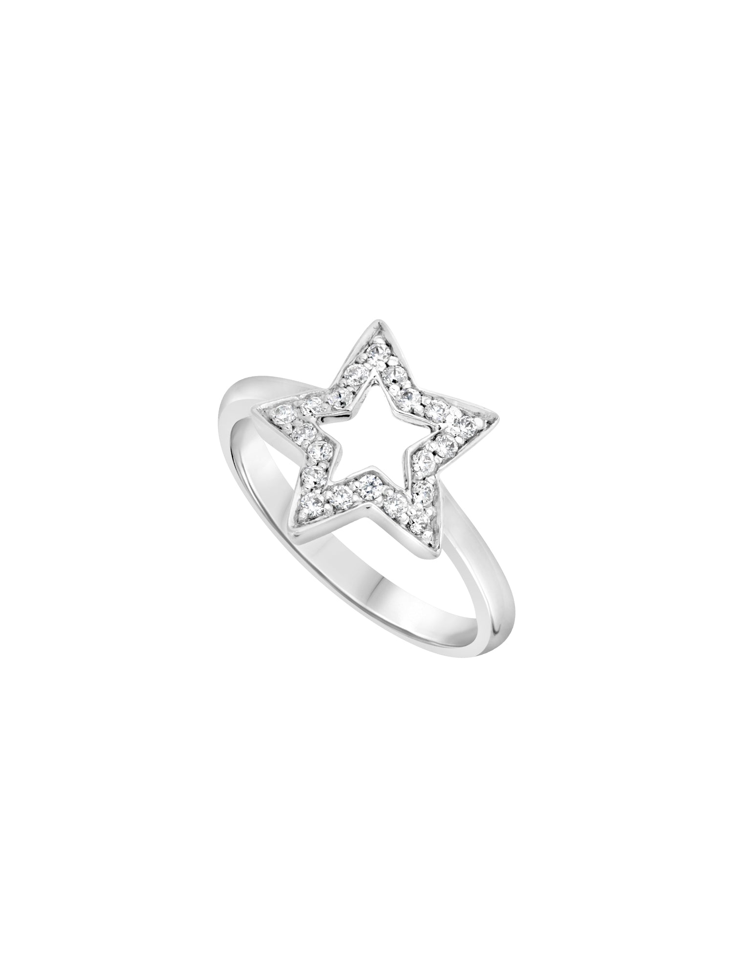 3qty DJV / QTY DISPO : 3-QTY VENDUES : 0-ST : 0% PRIX DJV : 220€ // Or gris 18 ct Bague étoile en or gris 18 carats sertie de Burmalite blanche taille brillant /// RECO : 196€