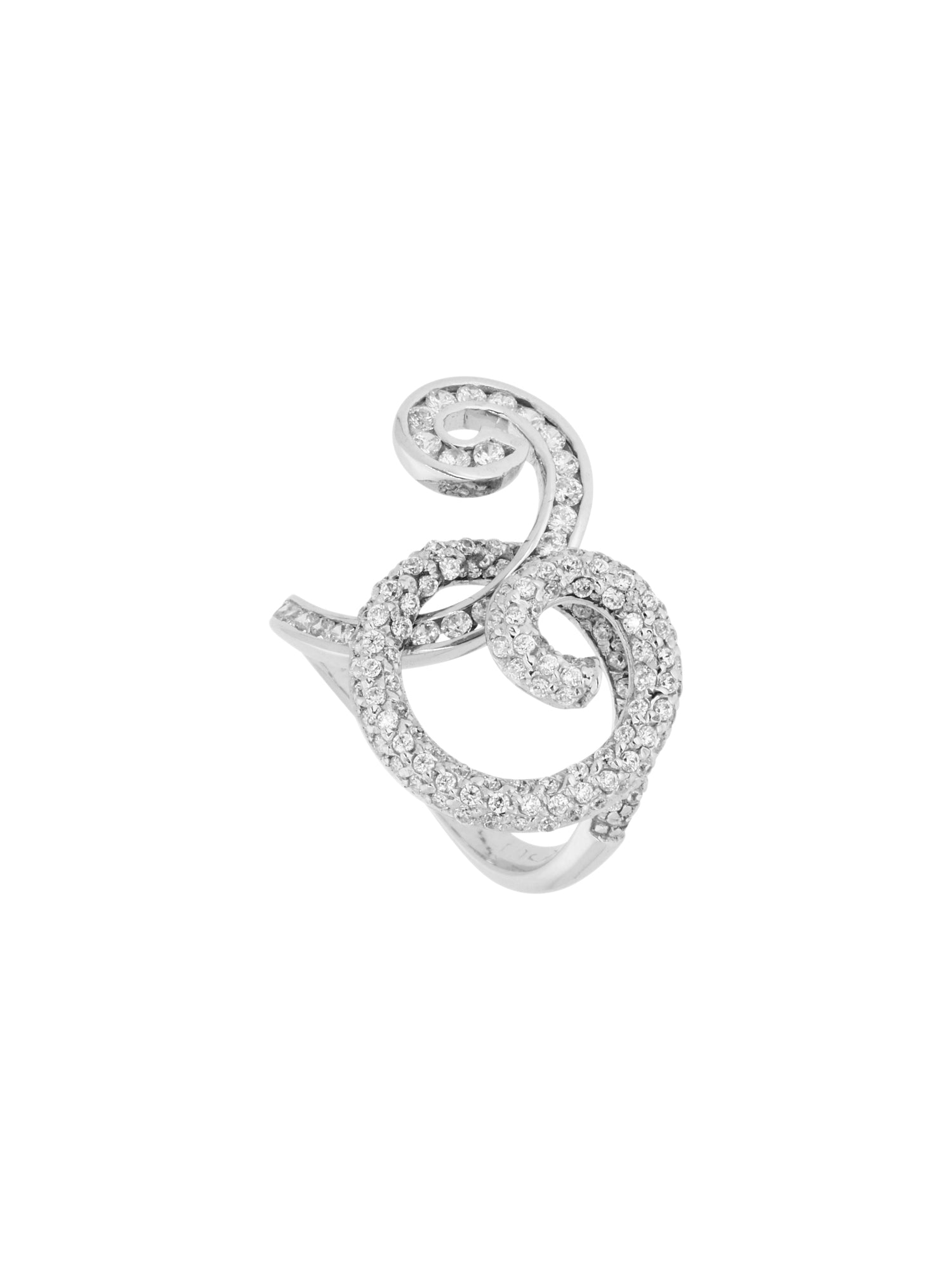 3qty NEW / Or gris 18 ct Bague sur or gris 18 carats sertie de pavage taille brillant burmalite™ blanche // RECO : 340€