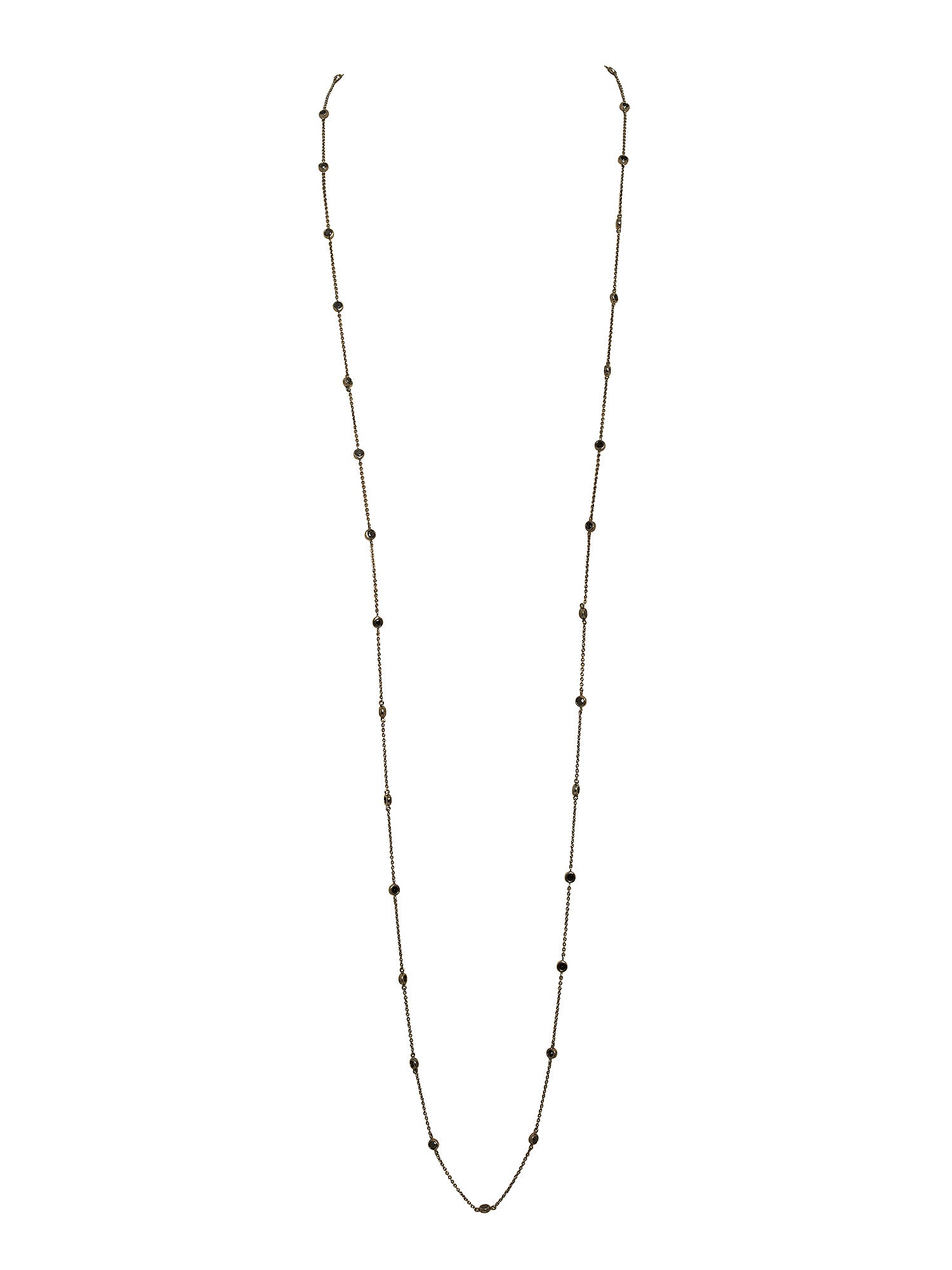 1qty NEW / Or noir 18 ct Sautoir chaine en or noir 18 carats serti de Burmalite noire serti clos // RECO : 848€