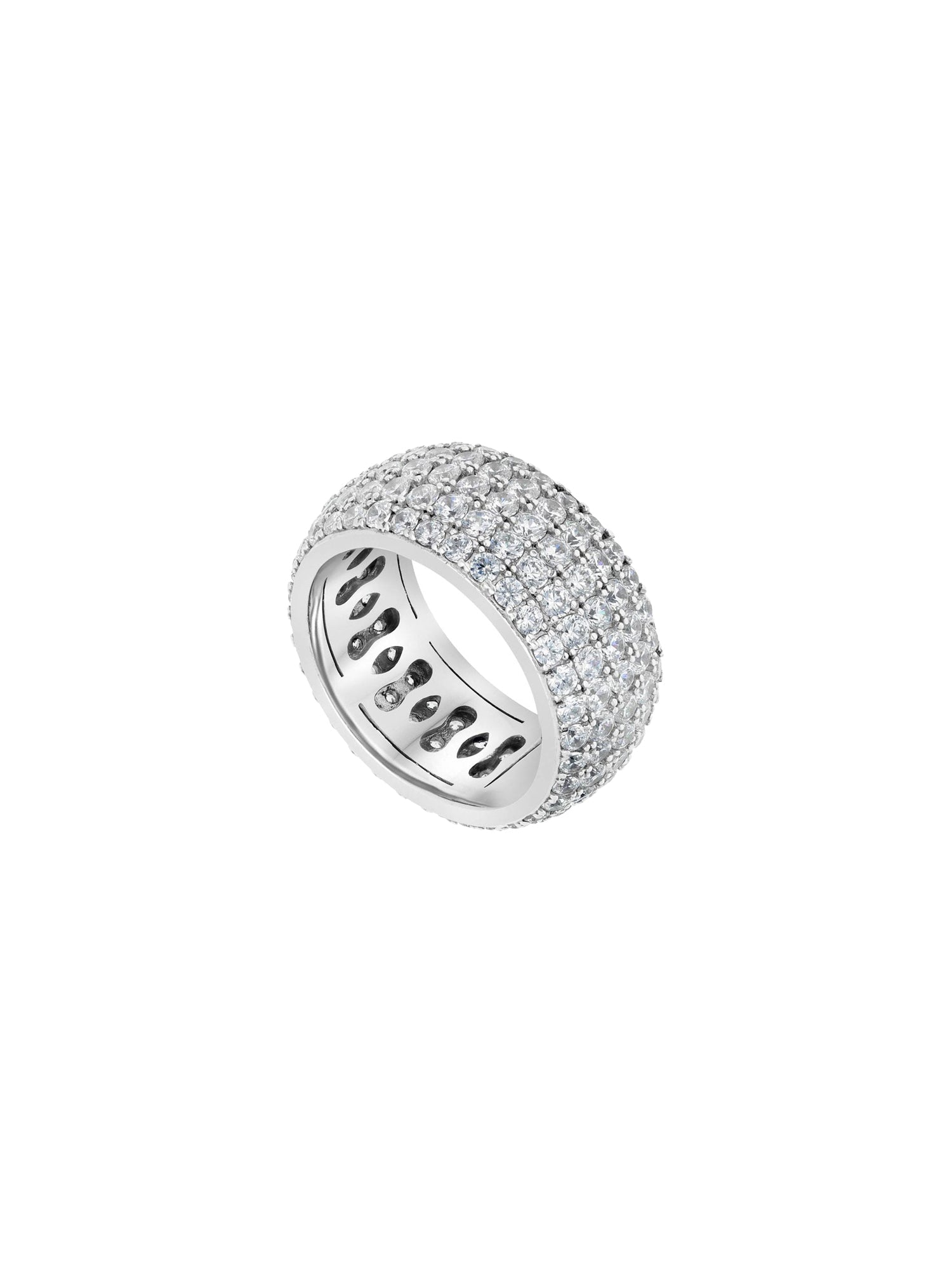 1qty DJV / QTY DISPO : 3-QTY VENDUES : 3-ST : 100% PRIX DJV : 250€ // Argent Rhodié Alliance en argent rhodié sertie de Burmalite™ blanche taille brillant pavée /// RECO : 260€