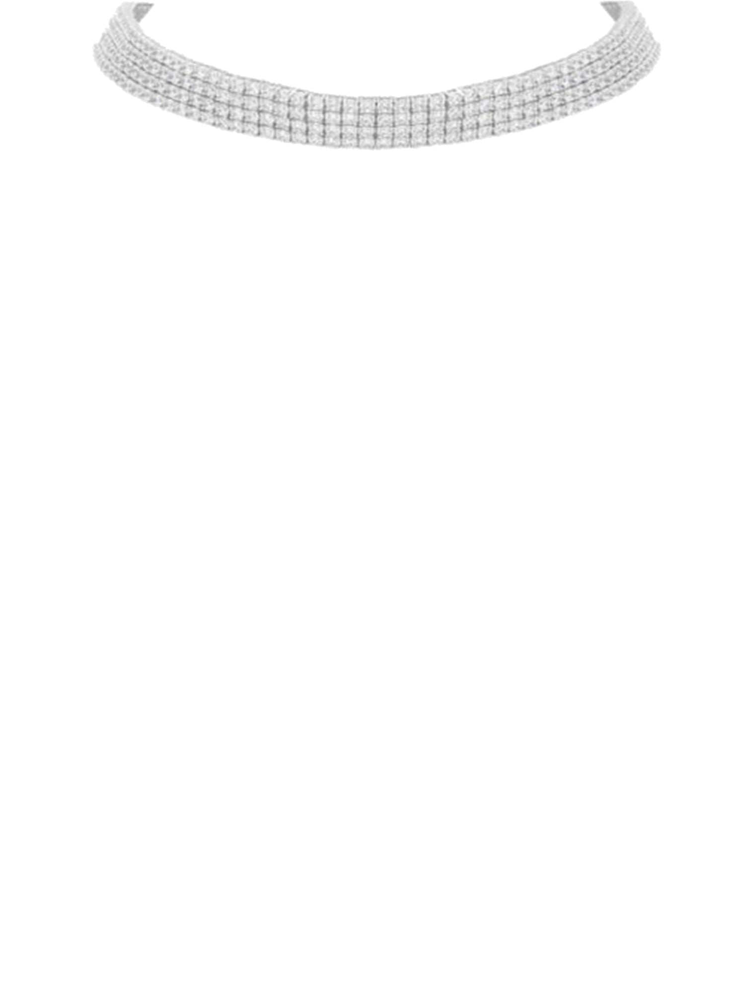 1qty DJV / QTY DISPO : 1-QTY VENDUES : 0-ST : 0% PRIX DJV : 895€ // Argent Choker argent 4 lignes serti de Burmalite™ taille brillant 4mm sur 35cm avec une rallonge de 3 cm /// RECO : 875€