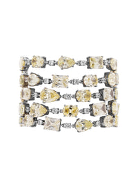 1qty NEW / Argent Rhodié Bracelet 5 rangs sur argent rhodié serti de burmalite™ taille poire // RECO : 640€