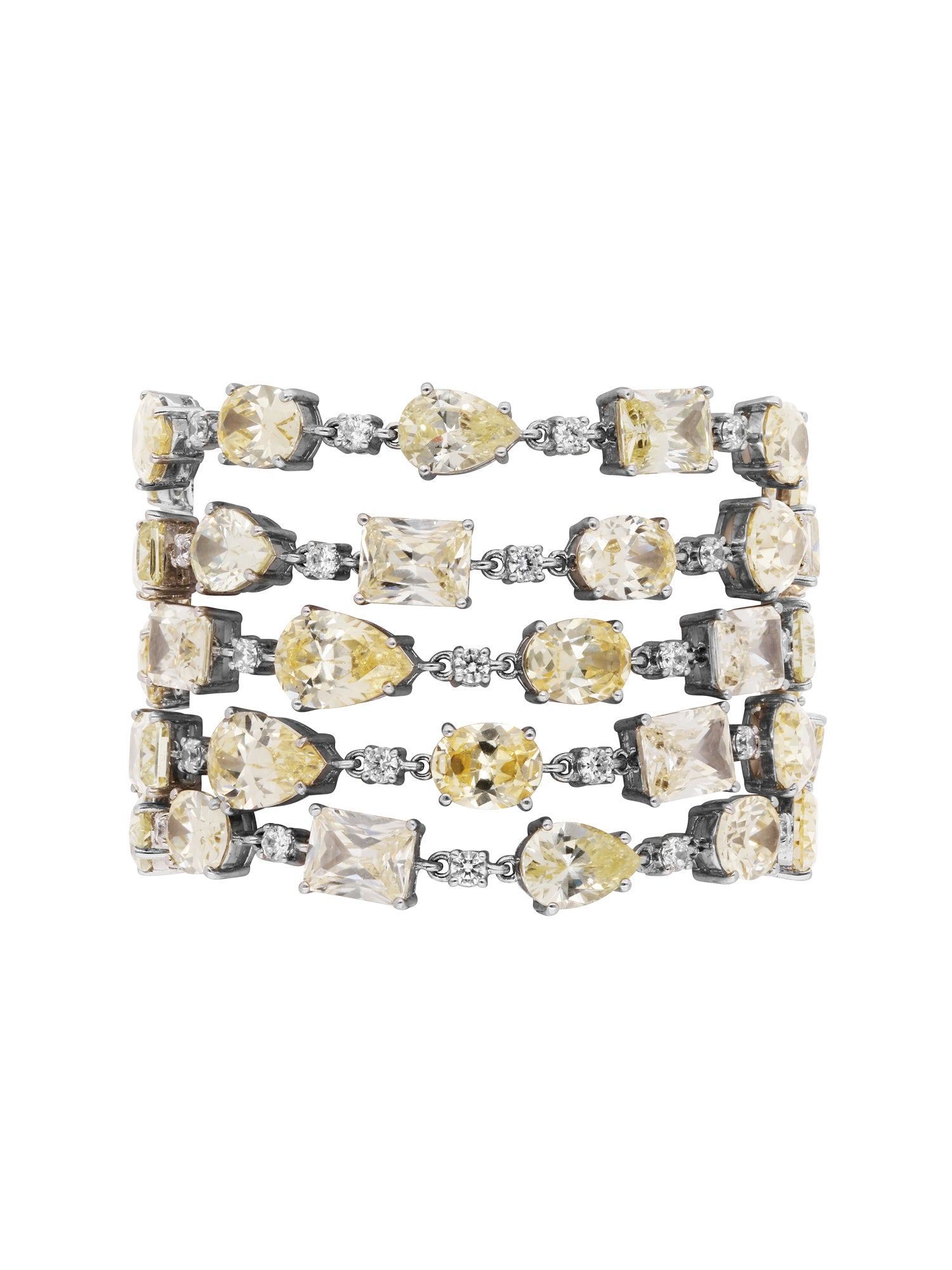 1qty NEW / Argent Rhodié Bracelet 5 rangs sur argent rhodié serti de burmalite™ taille poire // RECO : 640€