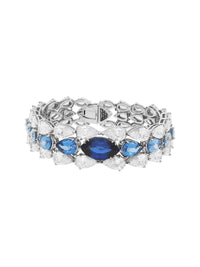 1qty NEW / Argent Rhodié bracelet sur argent rhodié serti de burmalite™ taille marquise et taille poire dégradée bleu saphir // RECO : 2925€
