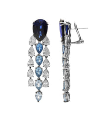 1qty NEW / Argent Rhodié Boucles d'oreilles serties de Burmalite bleu saphir dégradé en argent rhodié // RECO : 990€
